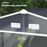 11' x 9' Outdoor Storage Shed, Garden Tool Metal Shed with Foundation Kit, Double Lockable Door, Air Vents and Sloping Roof, for Backyard, Patio, Lawn, Dark Gray - Image 8