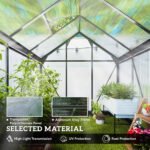 Polycarbonate Greenhouse, Heavy Duty Outdoor Aluminum Walk-in Green House Kit Vent Door, 6.2'x6.2'x6.6' Gray - Image 5