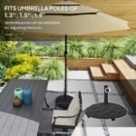 Round Patio Umbrella Base with Wheels, 44 lbs Resin Umbrella Stand Base, Heavy Duty Patio Umbrella Holder for 1.3"/1.5"/1.9" Umbrella Poles for Outdoor, Lawn, Poolside - Image 4