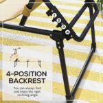 Outdoor Lounge Chair, 4 Position Adjustable Backrest, Folding, Cushioned w/ Sun Shade Roof & Pillow, Cream White - Image 4