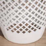 12" Steel Outdoor Side Table, Round Hollow Drum Patio End Table, Accent Table for Indoor and Outdoorr, White - Image 7