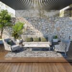 9x12 Waterproof Reversible Outdoor Rug for Camping, Backyard, Picnics, Beach, Deck Gray & White Floral - Image 2