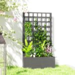Galvanized Raised Garden Bed Planter Box with Trellis for Climbing Plants, Vegetable, Vines, 24" x 9" x 44.5", Gray - Image 8