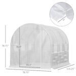 9.7' x 6.5' x 6.5' Walk-in Tunnel Greenhouse, Outdoor Green House with Anti-Tear PE Cover, Zipper Doors and Mesh Windows, White - Image 3