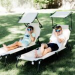 Chaise Lounge Pool Lounge Chairs Set of 2, Outdoor Sun Tanning Chairs, Reclining Back, Steel Frame and Side Pocket, Tan - Image 8