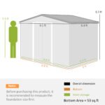 9' x 6' Outdoor Storage Shed, Garden Tool Metal Shed with Foundation Kit, Light Gray - Image 3