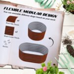3.4' x 2' x 1.4' Galvanized Raised Garden Bed Kit, Metal Planter Box with Safety Edging, Brown - Image 4
