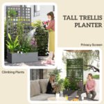 Galvanized Raised Garden Bed Planter Box with Trellis for Climbing Plants, Vegetable, Vines, 35" x 16" x 70", Gray - Image 5