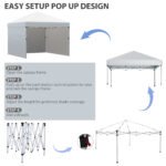 10' x 10' Pop Up Canopy Tent with 3 Sidewalls, Leg Weight Bags and Carry Bag, Height Adjustable, Instant Party Tent Event Shelter Gazebo for Garden, Patio, Cream - Image 5