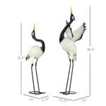 Set of 2 Garden Sculptures, Heron Garden Statues for Lawn, Patio, Backyard Decoration, 35.5" & 40.5", White & Black - Image 3