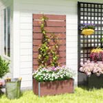 Trellis Planter for Climbing Plants, Raised Garden Bed with Trellis, Planter Box for Outdoor, 28.25" x 15" x 59", Brown - Image 8