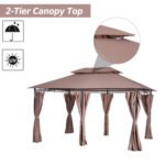 10' x 13' Patio Gazebo, Outdoor Gazebo Canopy Shelter with Curtains, Vented Roof, Steel Frame for Garden, Lawn, Backyard and Deck - Image 4