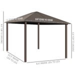 10' x 12' Hardtop Gazebo with Curtains and Netting, Permanent Pavilion Metal Single Roof Gazebo Canopy with Aluminum Frame and Hooks, for Garden, Patio, Backyard, Gray - Image 3