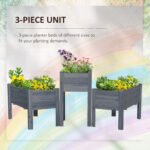 Raised Garden Bed Set of 3, Elevated Wood Planter Box with Legs and Bed Liner for Backyard and Patio to Grow Vegetables, Herbs, Gray - Image 4