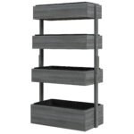 Outdoor Wooden Vertical Garden Planter, 4 Tier Planter Box, Self-Draining for Flowers, Vegetables, Herbs, Gray