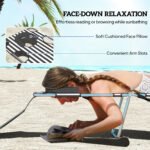Tanning Chair with Face Hole, 5-Level Adjustable Outdoor Chaise Lounge Chair with Pillow for Beach, Pool, Black Stripe - Image 5