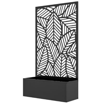 Metal Outdoor Privacy Screen with Raised Garden Bed