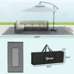 Reversible Outdoor Rug, Waterproof Plastic Straw with Carry Bag, 9' x 18', Black & Gray Gourd Border - Image 3