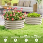 Set of 2 Raised Garden Bed, Metal Planter Box with Safety Edging, Easy-to-assemble Stock Tank, Cream - Image 7