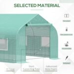 20' x 10' x 7' Outdoor Walk-in Greenhouse, Tunnel Green House with Roll-up Windows, Zippered Door, PE Cover, Heavy Duty Steel Frame, Green - Image 4