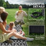 Reversible Outdoor Rug, Waterproof Plastic Straw with Carry Bag, 9' x 18', Black & White Lantern - Image 8