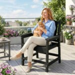 All-Weather Patio Chair, HDPE Patio Dining Chair, Heavy Duty Wood-Like Outdoor Furniture for Garden, Backyard, Deck, Porch, Lawn, Black - Image 8