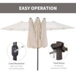Extra Large 15 ft Patio Umbrella, Double-Sided Wide Outdoor Umbrella with Crank Handle and Air Vents for Backyard, Deck, Pool, Market, Gray - Image 5