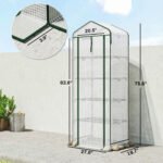 Mini Greenhouse with Screen Roof, 5 Tier Portable Small Greenhouse with High Strength PE Cover, White - Image 3