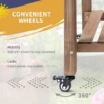 Wooden Garden Box, 34.25H with 8 Pockets and Lockable Wheels, Foldable Side Clapboard, Elevated and Self-Draining Design, to Grow Herbs, Vegetables, and Flowers, Brown - Image 5