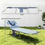 Tanning Chair with Face Hole, 5-Level Adjustable Outdoor Chaise Lounge Chair with Pillow for Beach, Pool, Gray - Image 3