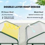Mini Greenhouse with Screen Roof, 5 Tier Portable Small Greenhouse with High Strength PE Cover, White - Image 4