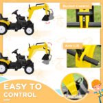 Kids Ride On Excavator, Pedal Digger, Construction Truck with Horn for Kids and Toddlers 3+, Yellow - Image 5