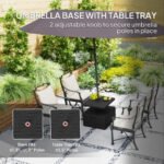 Patio Umbrella Base with Table Tray, Heavy Duty Weighted Umbrella Stand，Wheels Handles, 176lbs，Stand Filling - Image 4