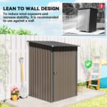 Outdoor 3.3' x 3.4' Lean-to Garden Storage Shed, Galvanized Steel Tool House with Lockable Door for Patio, Brown - Image 6