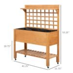 41"x18"x53" Elevated Garden Raised Bed with Shelf and Wheels Solid Wood Planter Flower Herb Boxes for Vegetables Flower Outdoor/Indoor - Brown - Image 3