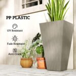 Tall Planters for Outdoor Plants Set of 3, 28 In Taper Planters with Drainage Holes, Indoor Grande Plant Pots, Front Porch Decor, Grey - Image 6