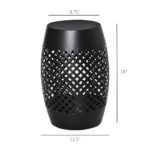 12" Steel Outdoor Side Table, Round Hollow Drum Patio End Table, Accent Table for Indoor and Outdoor, Black - Image 3