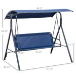 3-Person Porch Swing with Stand, Outdoor Swing for Patio Porch with Adjustable Tilt Canopy and Comfortable Swing Bench-Style Seat, Steel Frame, Dark Blue - Image 3