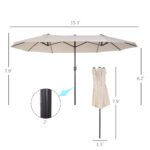 Extra Large 15 ft Patio Umbrella, Double-Sided Wide Outdoor Umbrella with Crank Handle and Air Vents for Backyard, Deck, Pool, Market, Gray - Image 3