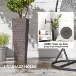 32 Inch Tall Planters for Outdoor Plants, Set of 2 Plastic Flower Pots with Drainage Holes, Brown - Image 6