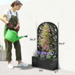 Metal Garden Bed with Trellis for Climbing Plants, Freestanding or Wall Mounted Flower Bed for Garden, Patio, Balcony - Image 3