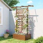 Wooden Trellis Planter Box, Raised Garden Bed to Grow Vegetables, Herbs and Flowers - Image 2
