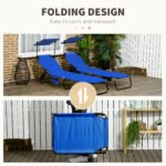 Pool Chaise Lounge Chairs Set of 2, Folding Lounge Chairs with Sunshade, Reclining Back, Steel Frame, Blue - Image 6