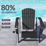 Oversized Adirondack Chair, Outdoor Fire Pit and Porch Seating, Classic Log Lounge w/ Built-in Cupholder, Black - Image 5