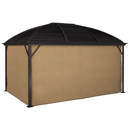 Hardtop Gazebo, 10 ft x 14 ft, with Galvanized Steel Roof, Double Roof, Curtains and Netting