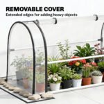 Raised Garden Bed with Flip-Up Greenhouse Cover, Metal Elevated Garden Bed with Legs and Drainage Hole, White - Image 5