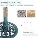 28'' Bird Bath Outdoor Resin Decor with Fleur De Lis Pattern, Time-Worn Finish - Image 6