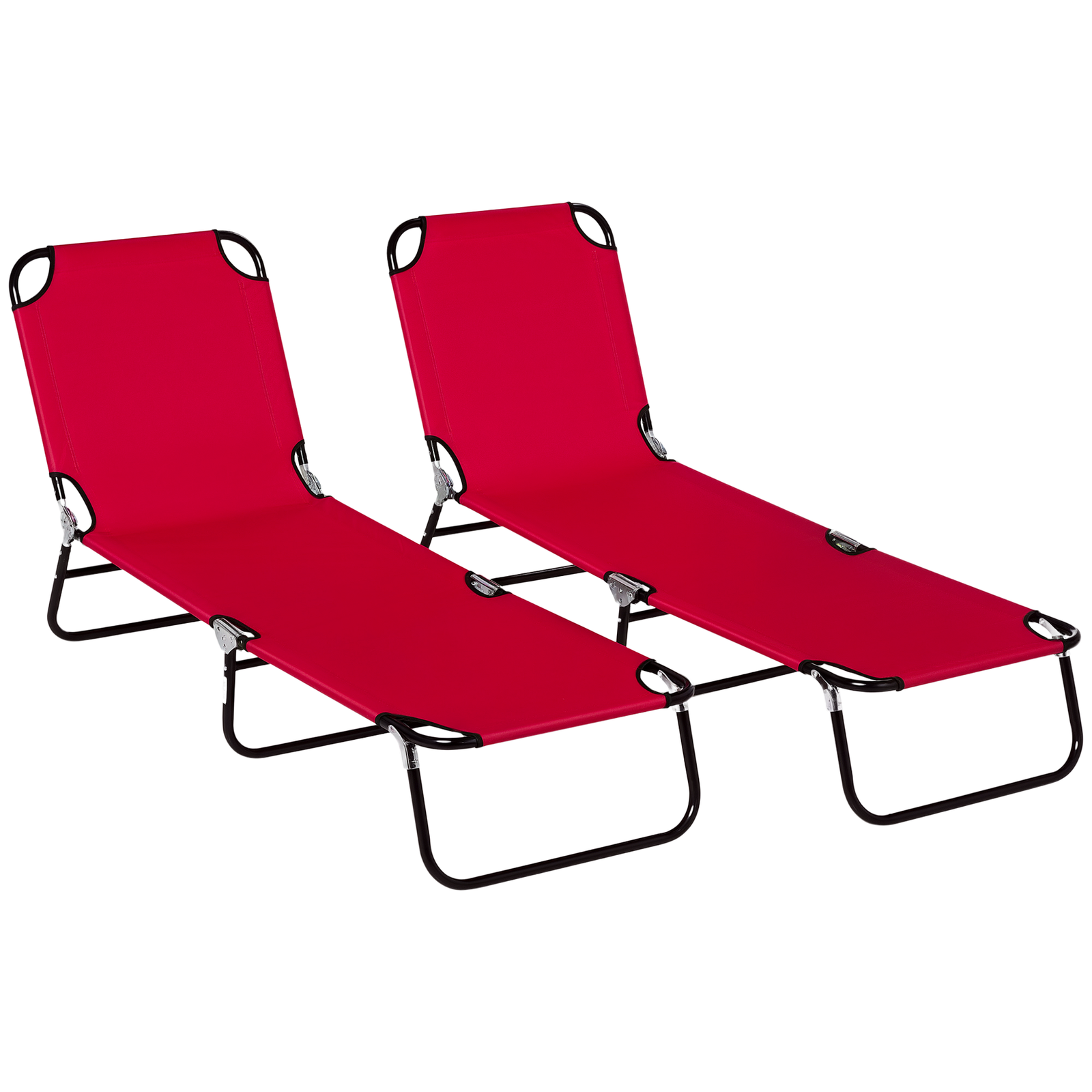dtr465197207058bd.png 2 Piece Folding Chaise Lounge Pool Chairs, Outdoor Sun Tanning Chairs with 5-Level Reclining Back, Steel Frame for Beach, Yard, Patio, Red - Image 1