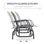 2-Person Outdoor Glider Bench Patio Double Swing Rocking Chair Loveseat w/Power Coated Steel Frame for Backyard Garden Porch, Grey - Image 4