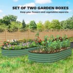 7' x 3' x 1' Raised Garden Bed Set, 2PCS Raised Beds for Gardening with Metal Plant Stakes, Green - Image 4